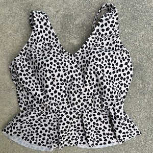 Kona Sol Small Leopard Print Peplum Swim Tankini, like new
